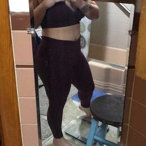 Maroon athletic workout pants